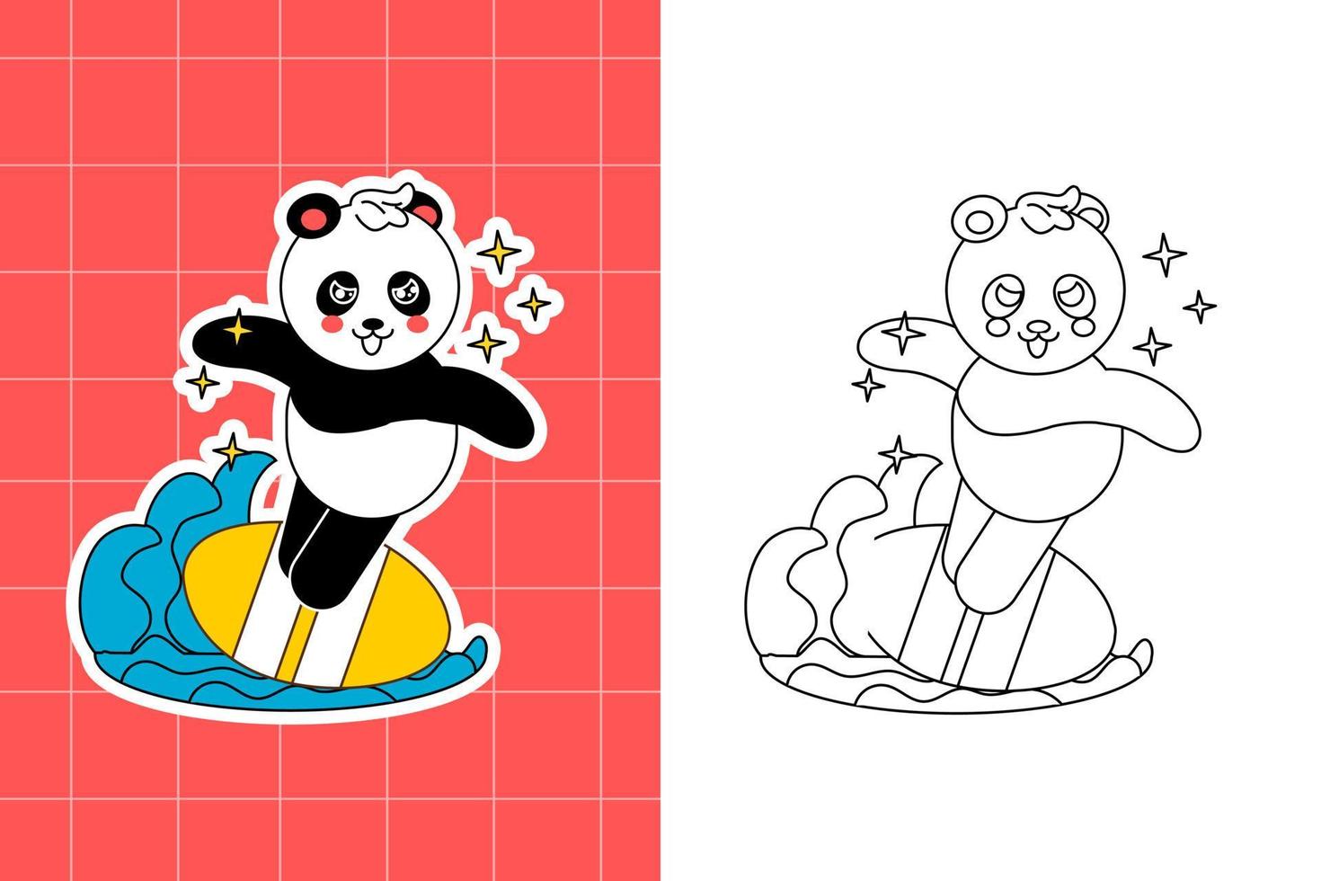 colouring page of panda family for toddler vector