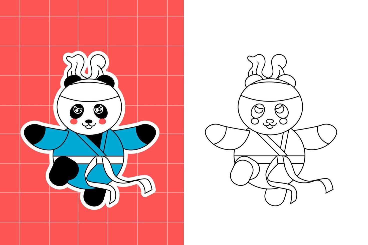 colouring page of panda family for toddler vector