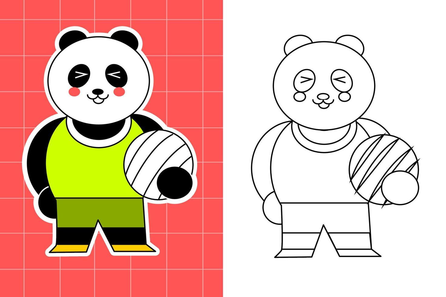 colouring page of panda family for toddler vector