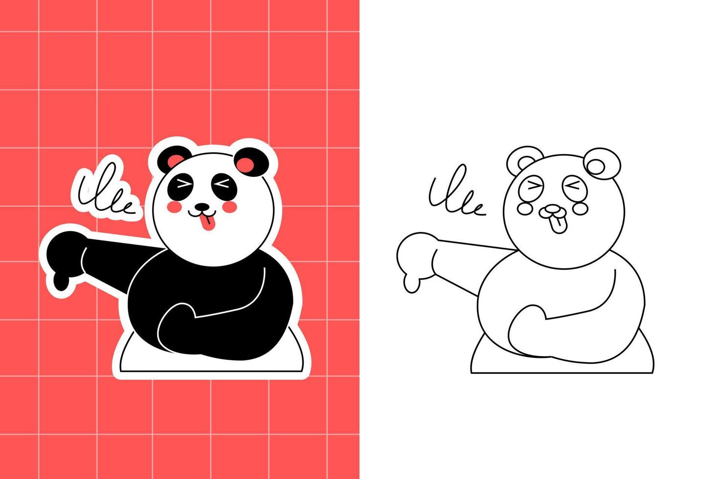 colouring page of panda family for toddler vector