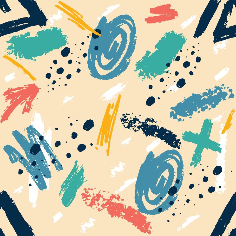 Hand Drawn Brush Strokes Texture Seamless Pattern vector