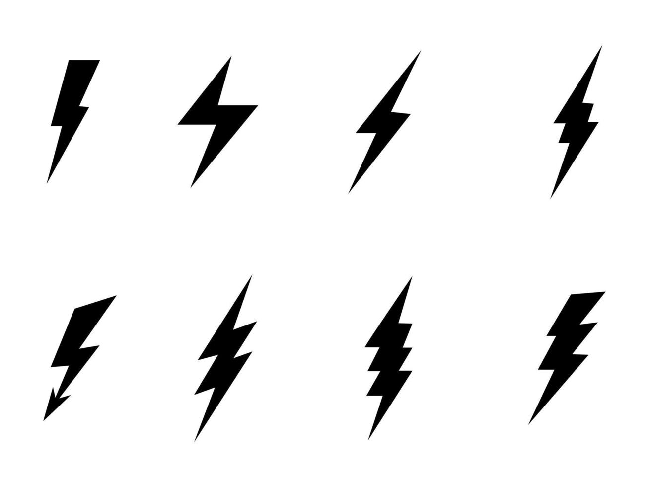 establezca el icono de flash de iluminación de trueno y perno. rayo de energía eléctrica o señal peligrosa. vector