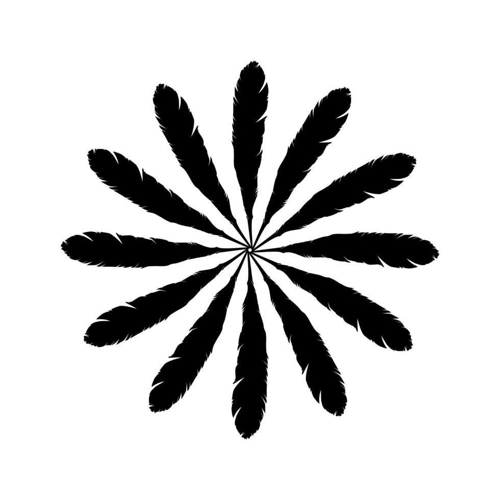 forma de círculo ornamental hecha por composición de plumas para decoración, ornamentación, sitio web, ilustración de arte, fondo, papel tapiz, logotipo o elemento de diseño gráfico. ilustración vectorial vector