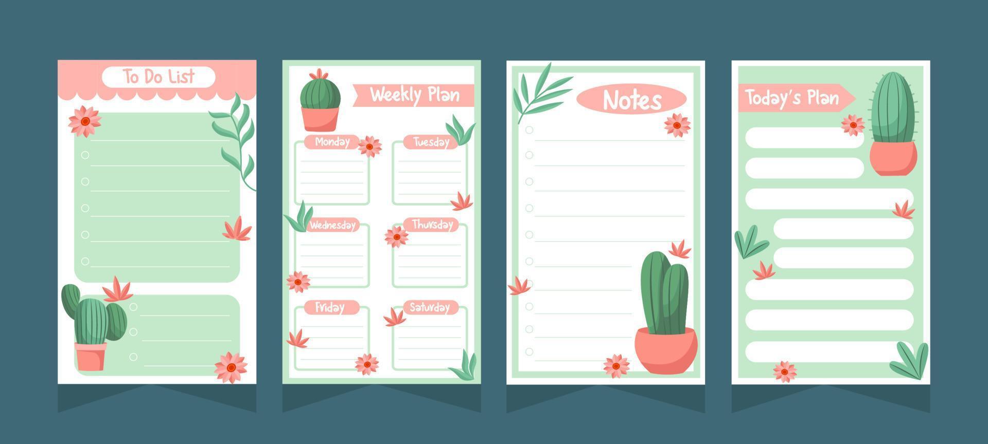 Cactus Themed Journal Templates vector