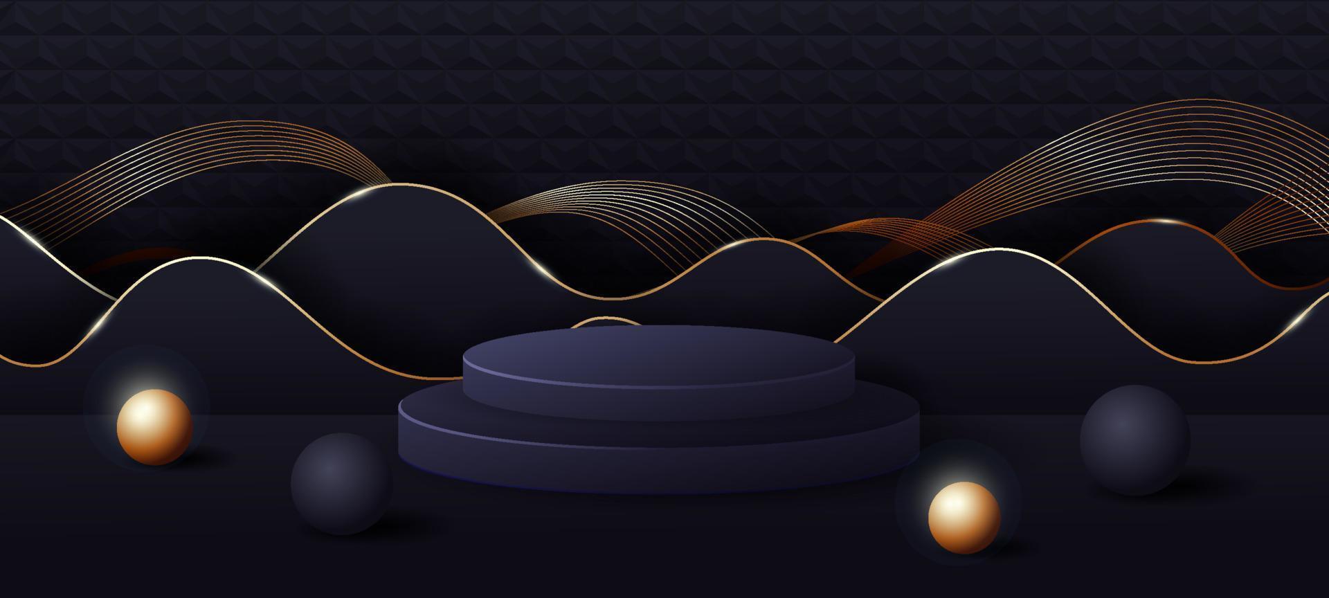 Black Podium Background vector
