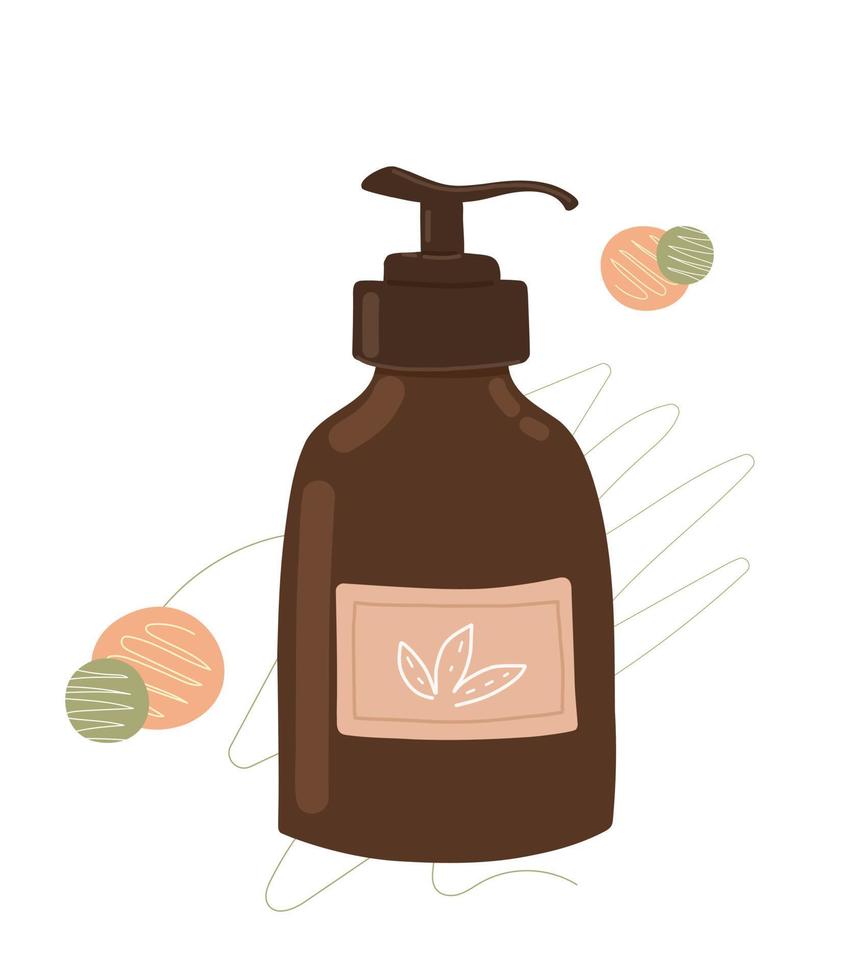 Bottle of organic cosmetics. Illustration Natural cream, serum, oil, scrub. vector