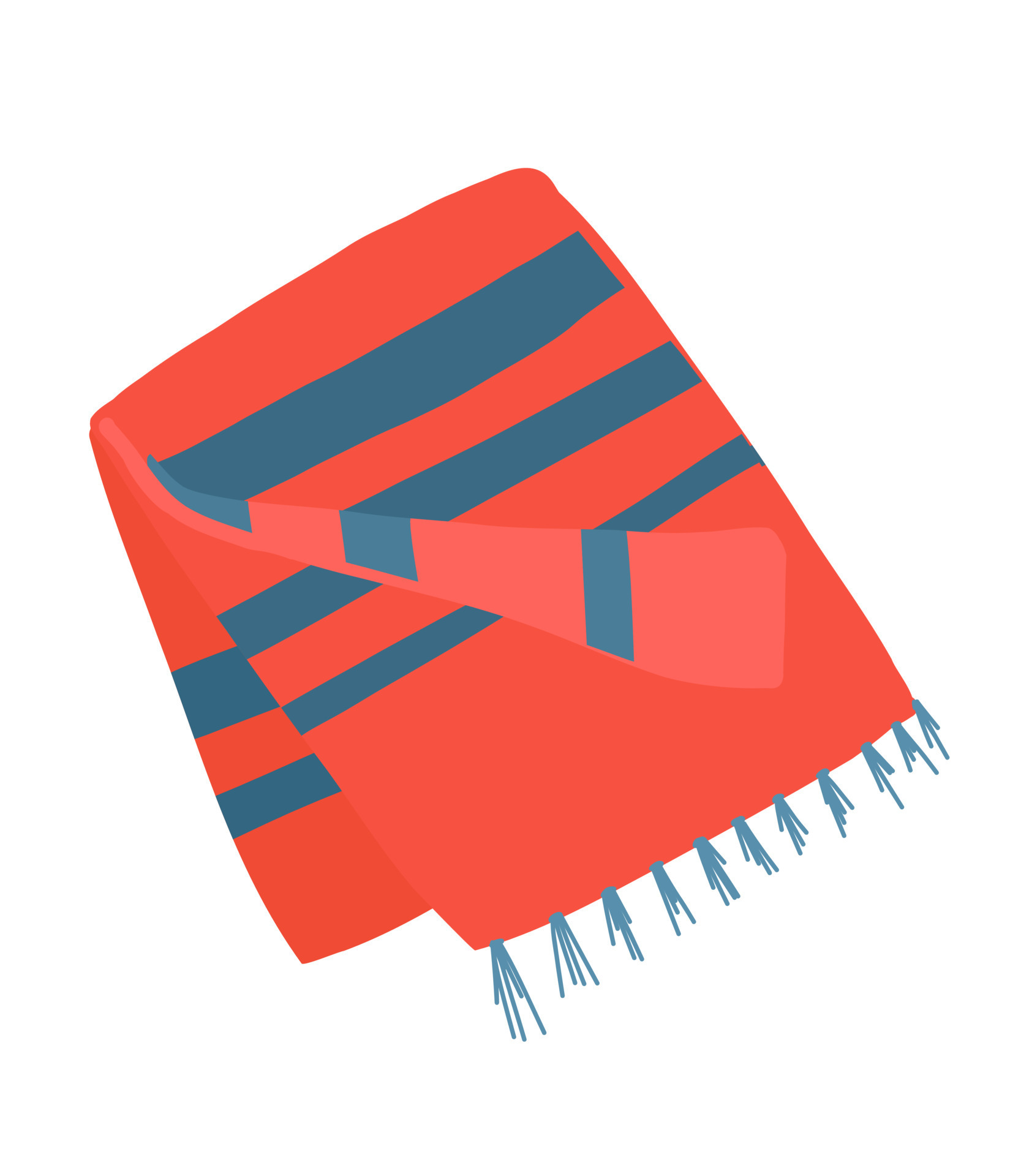 Red plaid illustration. Blanket with blue stripes. Picnic blanket