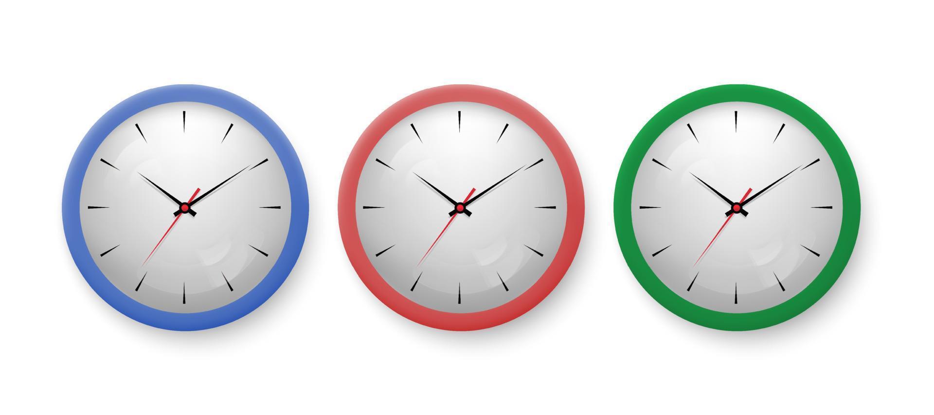 Set of color clocks, vector illustration.