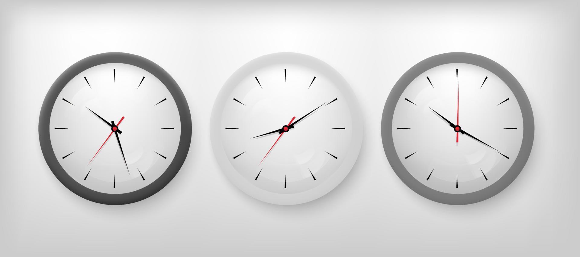 Set of monochrome clocks, vector illustration.