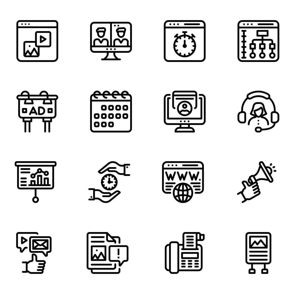 Marketing and Publicity Line Icons Set vector