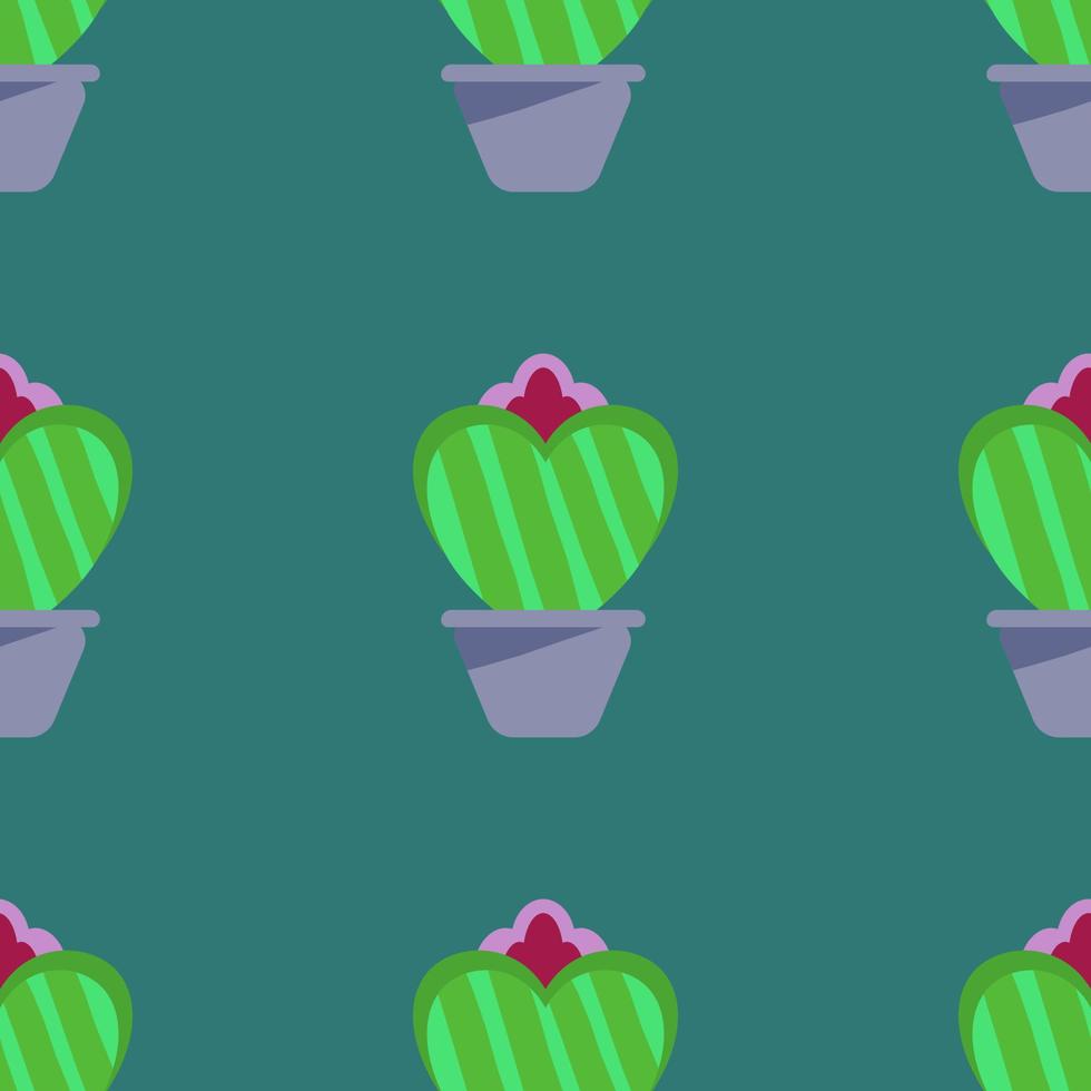 Heart-shaped cactus, decorative background, printed on the bed sheet. vector