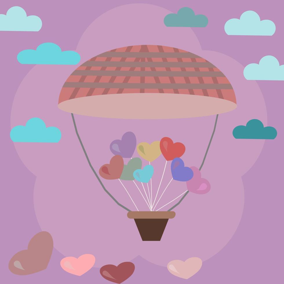 heart balloon floating in the sky with clouds vector