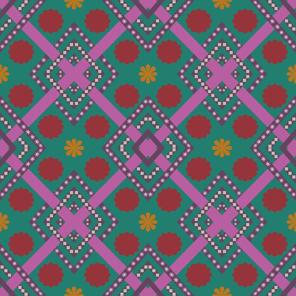 Geometric ethnic pattern embroidery design for background or wallpaper and clothing. vector