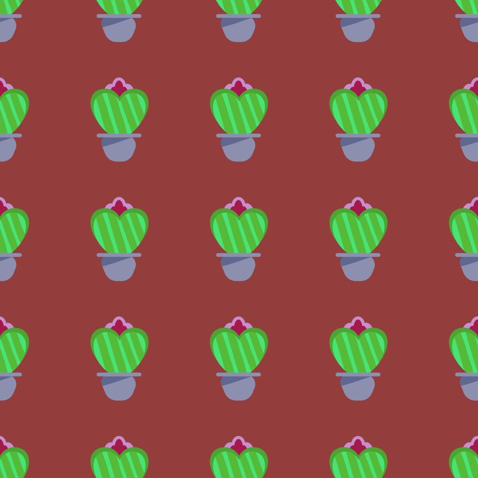 Heart-shaped cactus, decorative background, printed on the bed sheet. vector