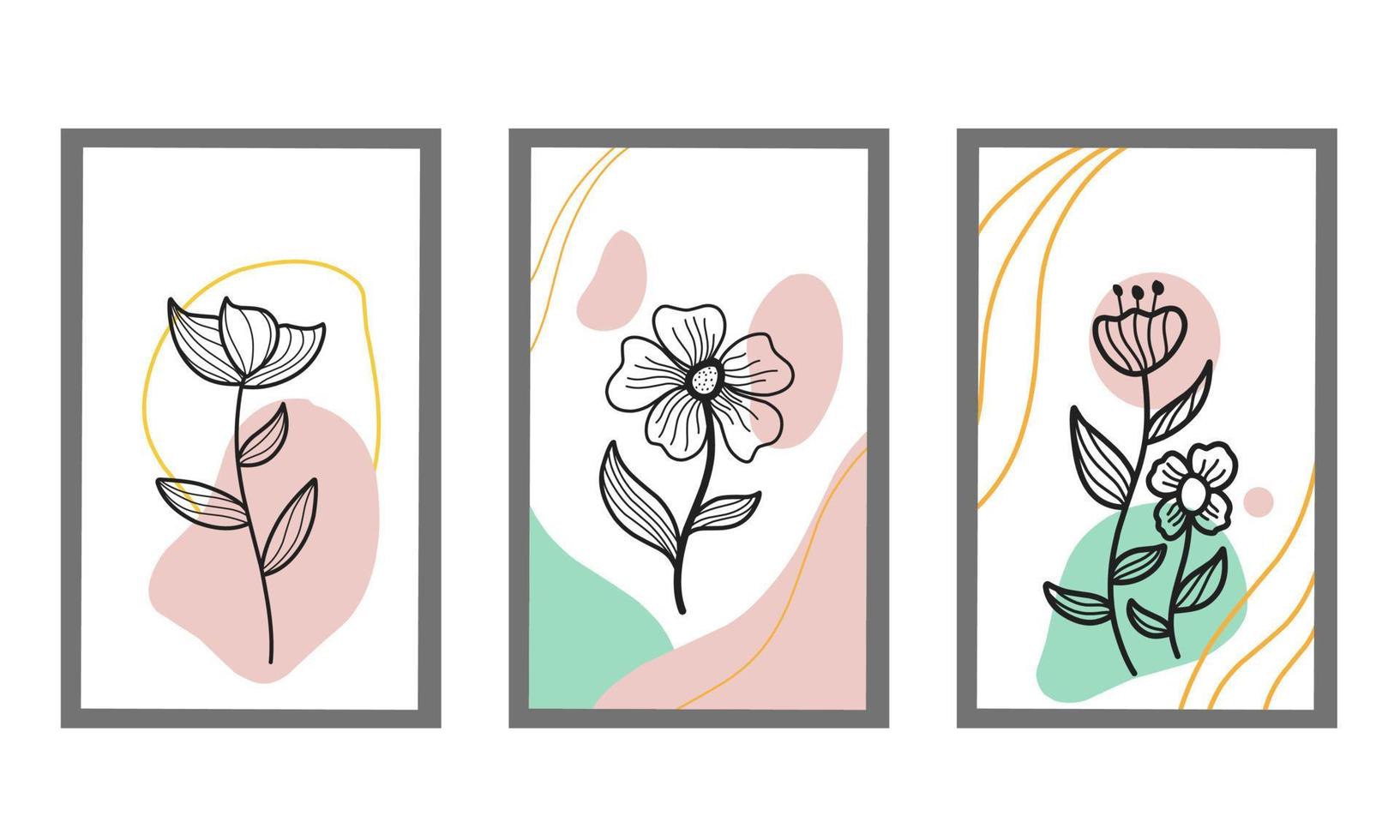 Illustration vector graphic of design botanical wall art boho floral