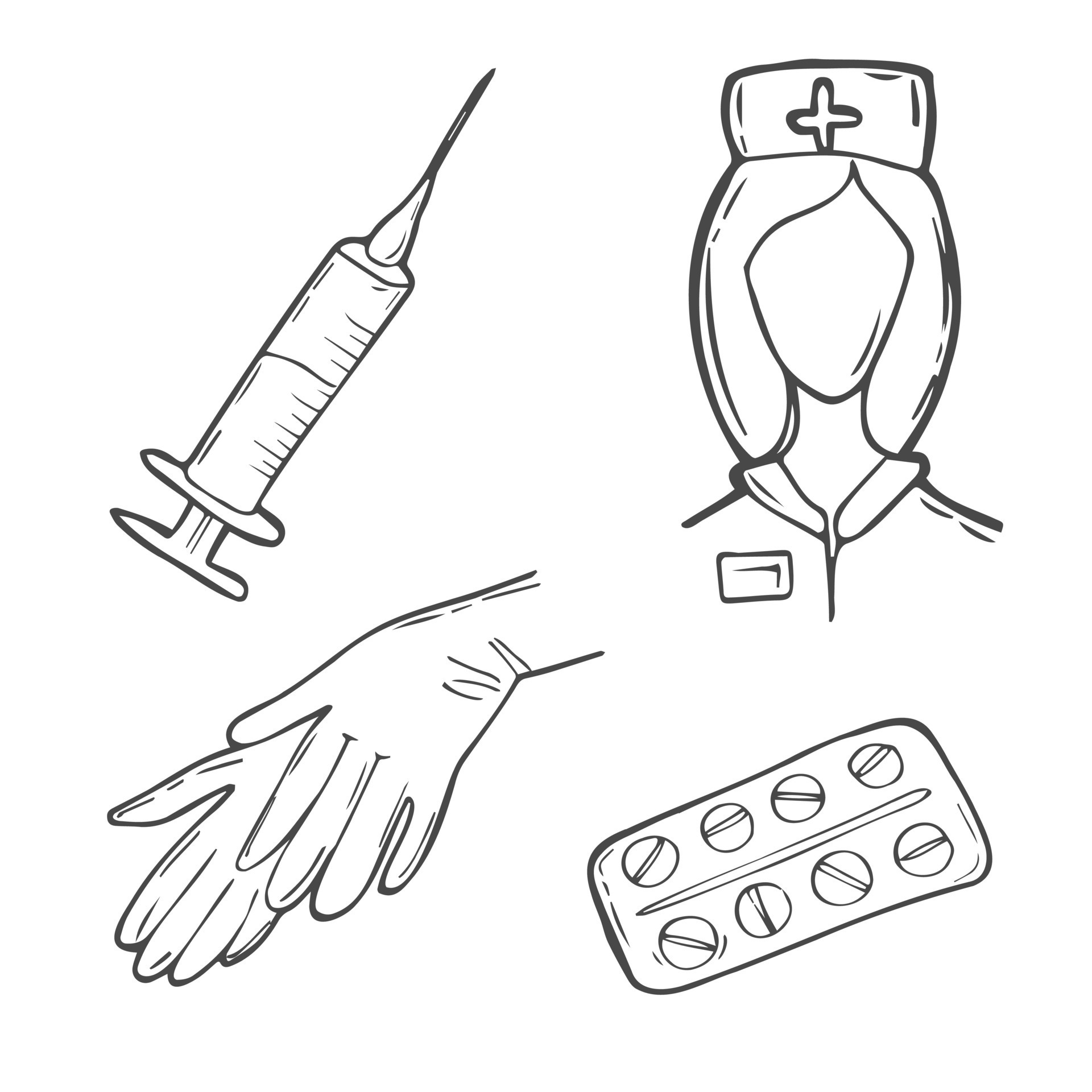 Nurse and medical kits doodle 16401338 Vector Art at Vecteezy