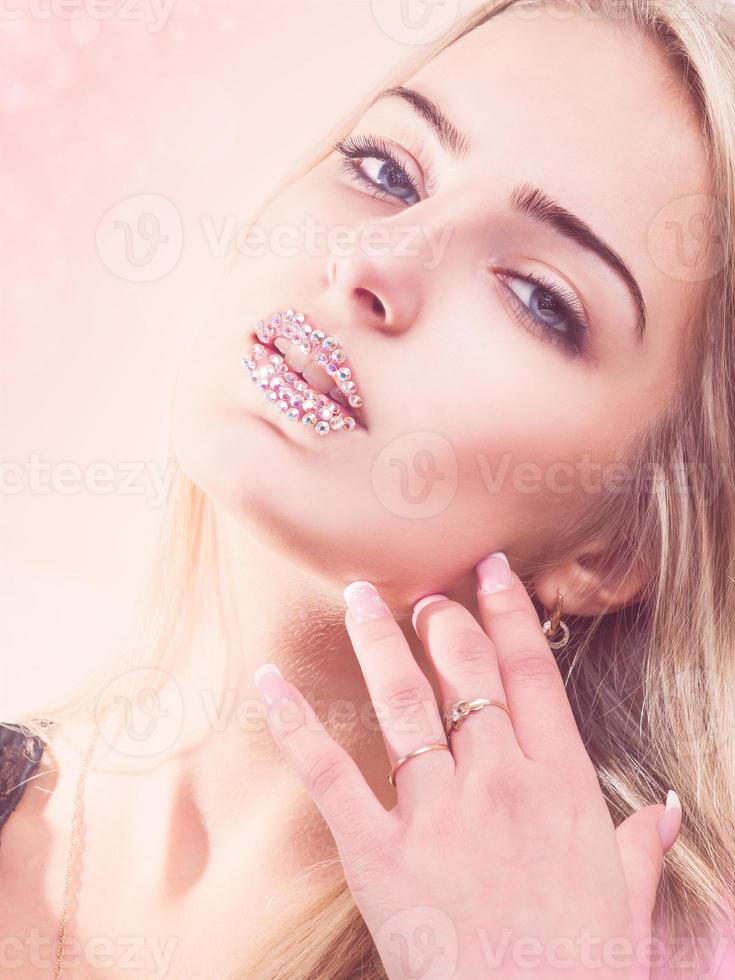 hot young blond in pink lights photo