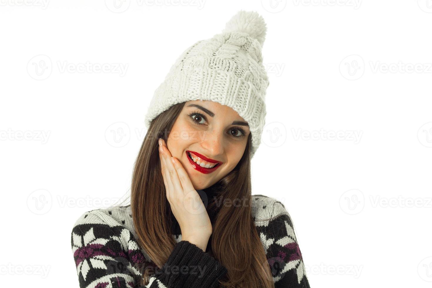 girl in warm winter sweater photo