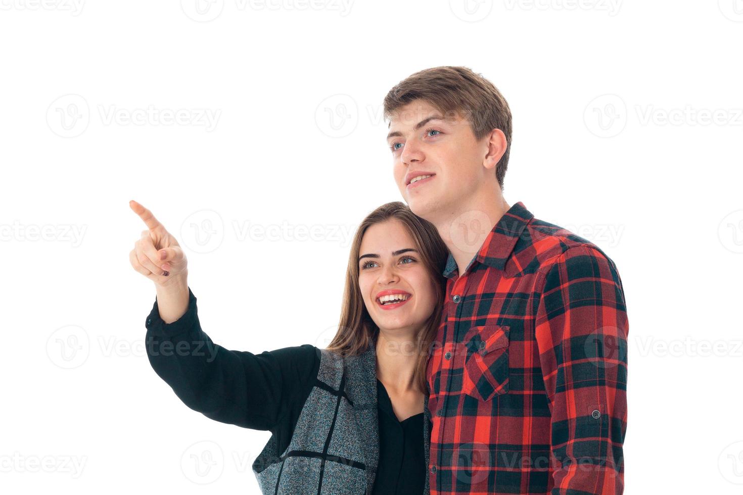 stylish couple in love in studio photo