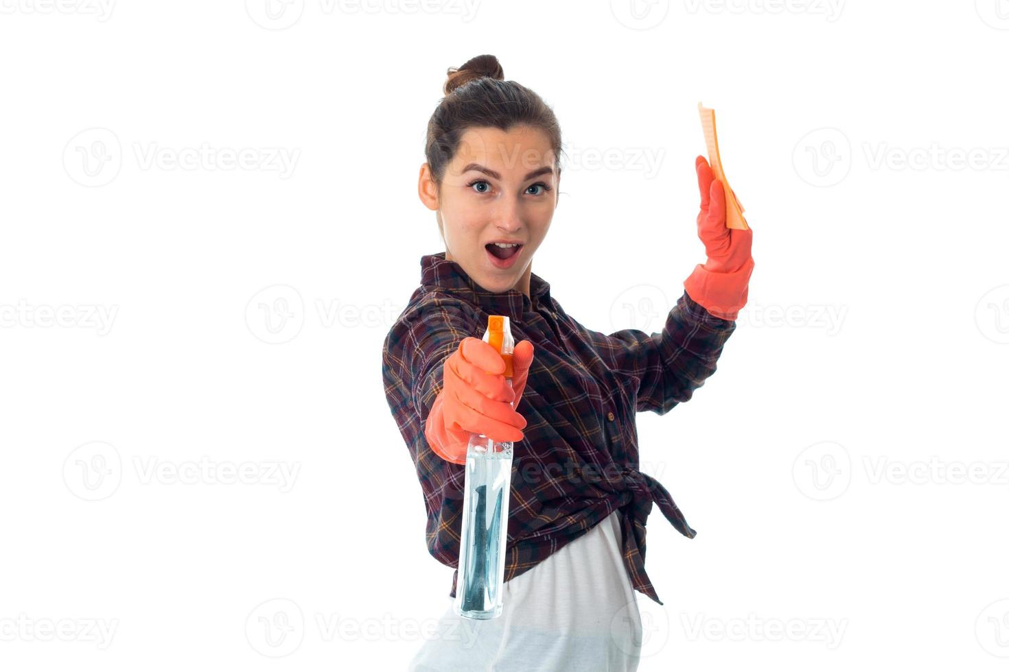 young maid woman with cleansers photo