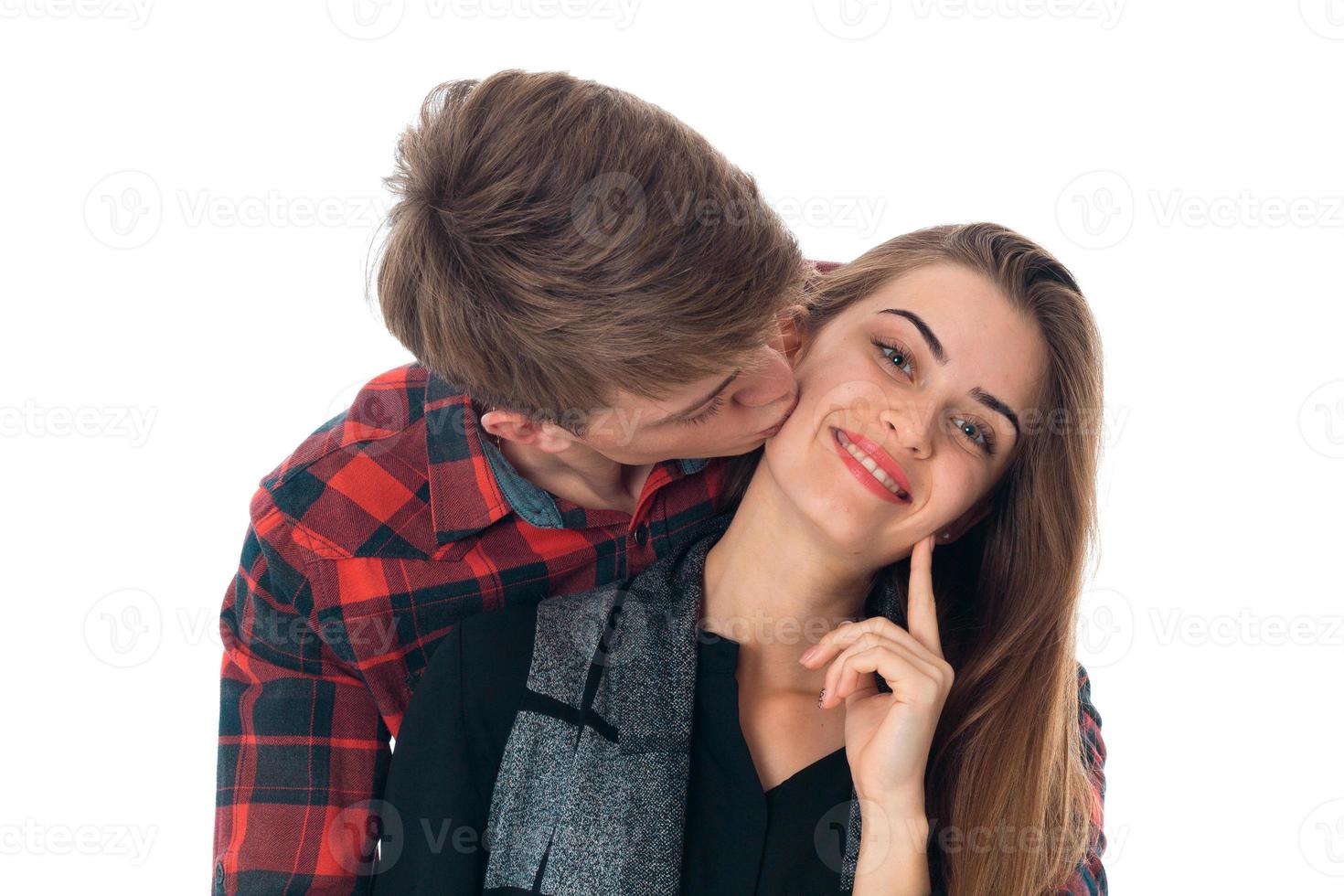 stylish couple in love in studio photo