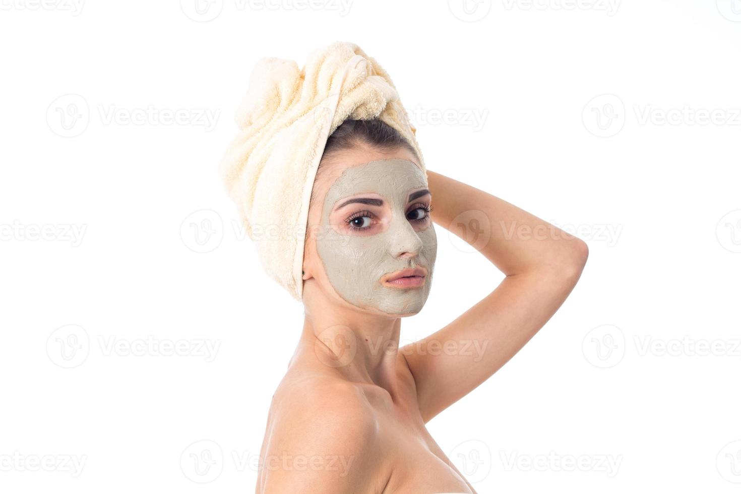 Young girl takes care her skin. photo