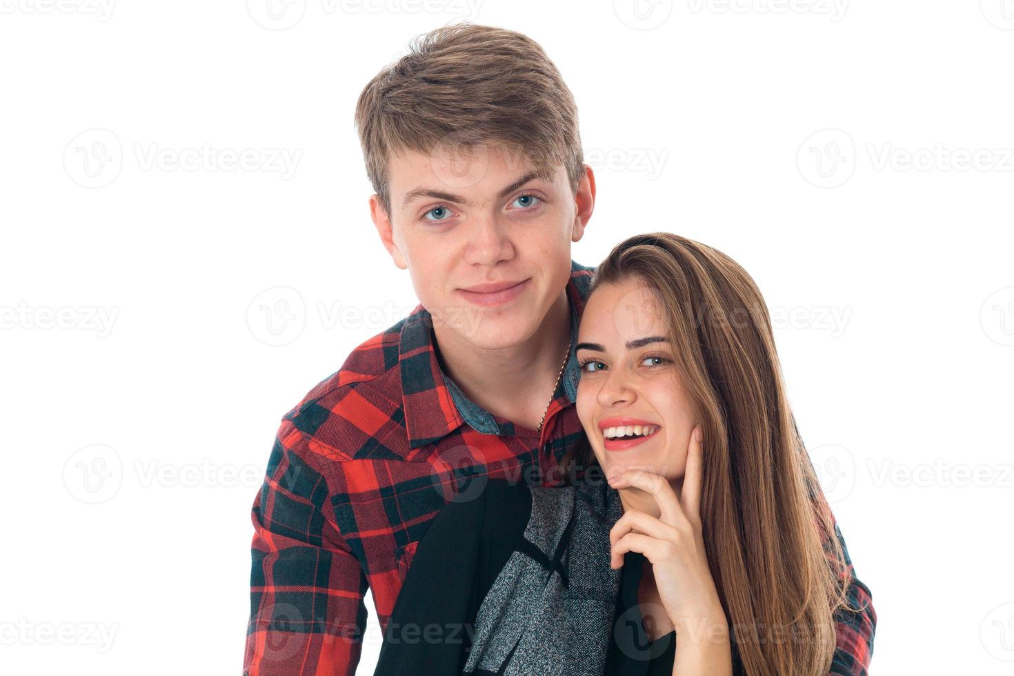 stylish couple in love in studio photo