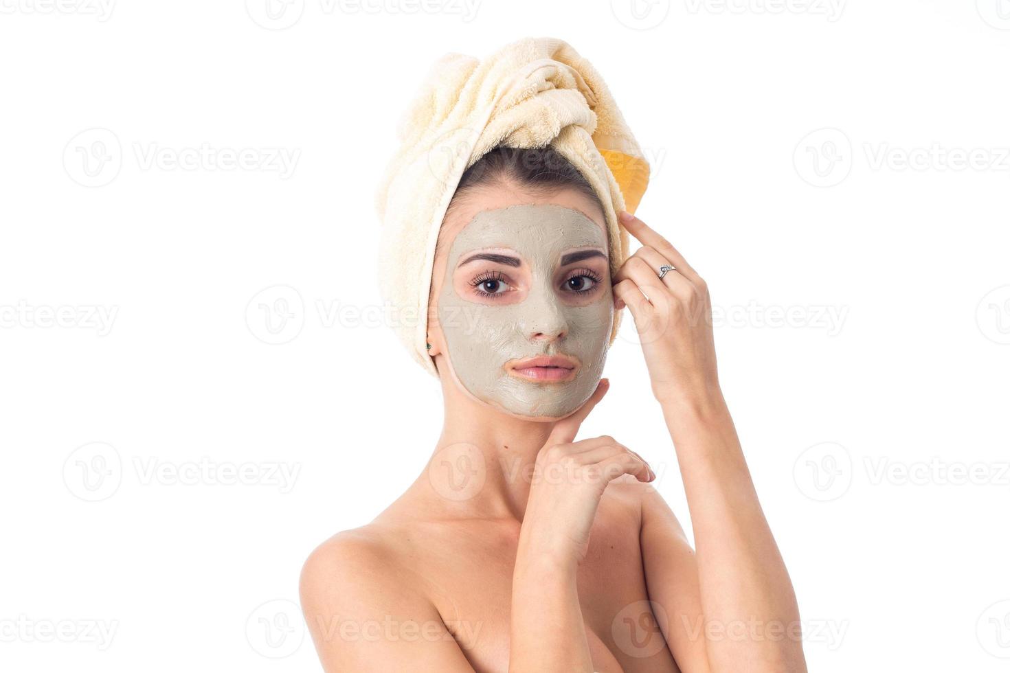 Young girl takes care her skin. photo