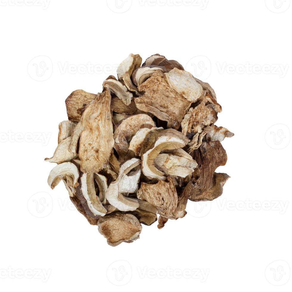Dried porcini mushrooms isolated on white background photo