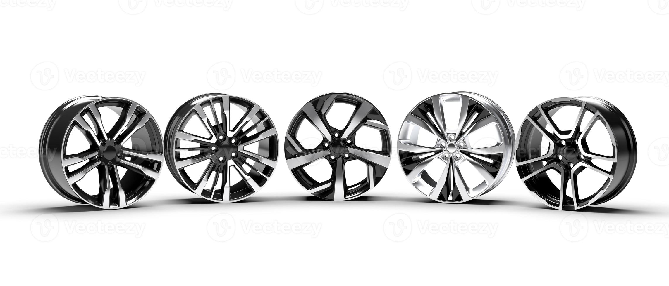five car disc on a white background. 3D rendering illustration. photo