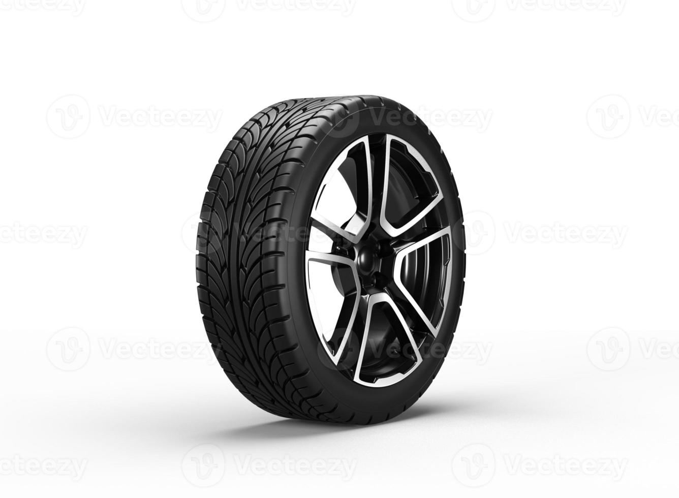 car wheel isolated on white background. 3D rendering illustration. photo