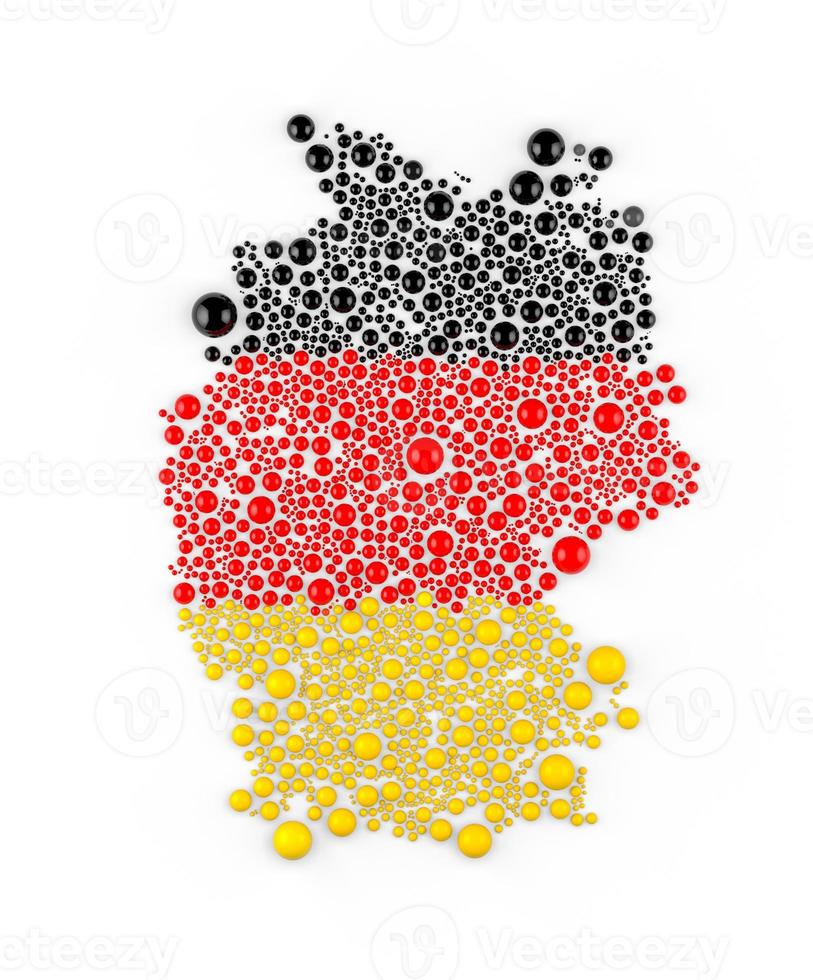 composición abstracta raster multicolor del mapa de alemania construido con elementos de esferas. mapa y bandera de alemania. ilustración de representación 3d. foto