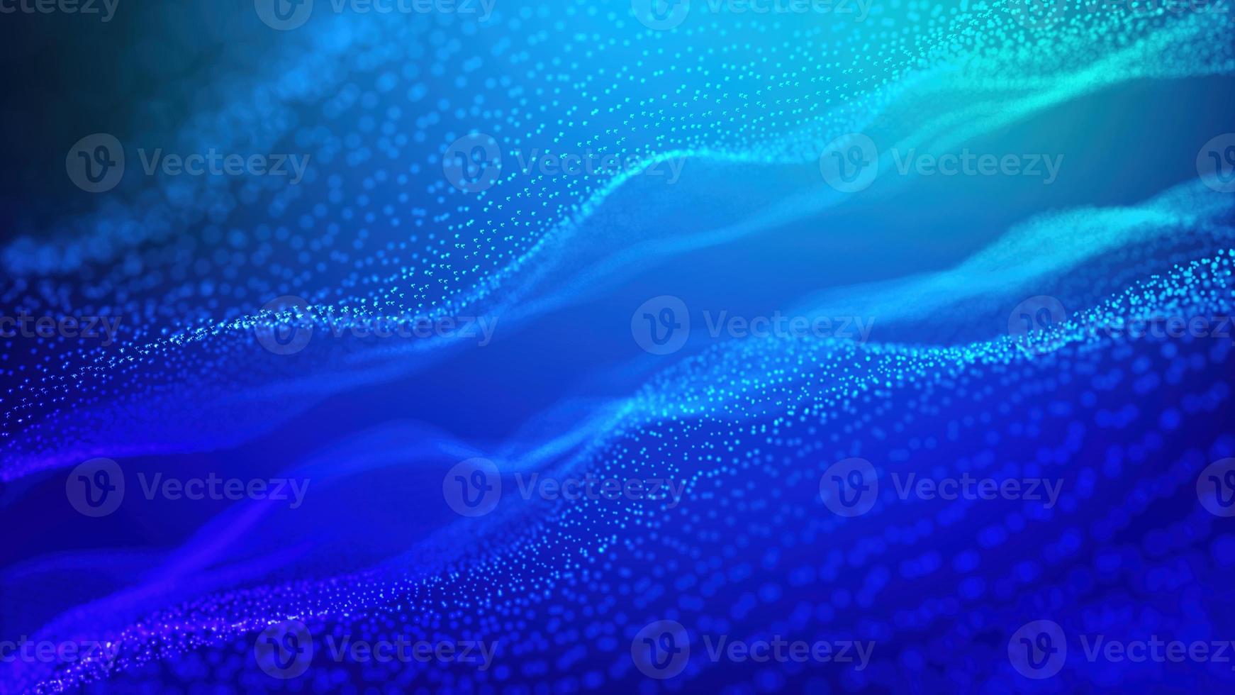 Digital blue color wave particles and light with bokeh, Cyberspace and technology digital connection abstract background concept. 3D rendering illustration. photo