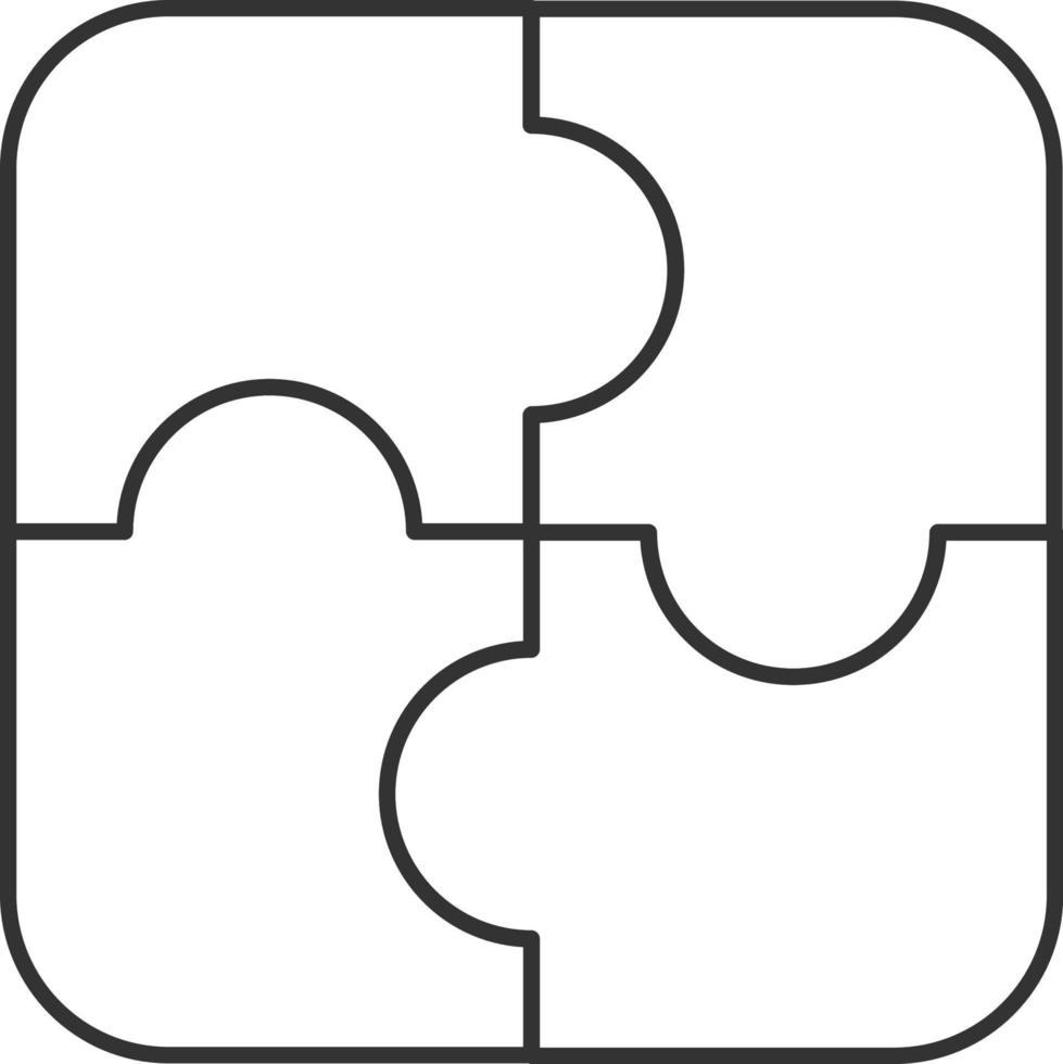 Jigsaw puzzle template of four pieces icon logo vector