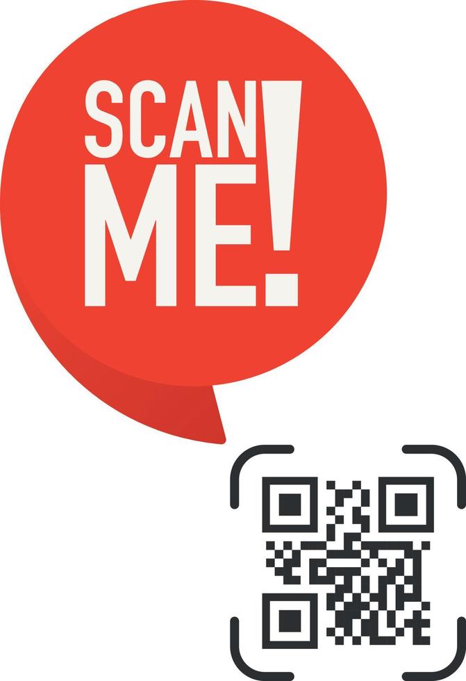 QR code scan me in speech bubble, scan me concept, icon. vector