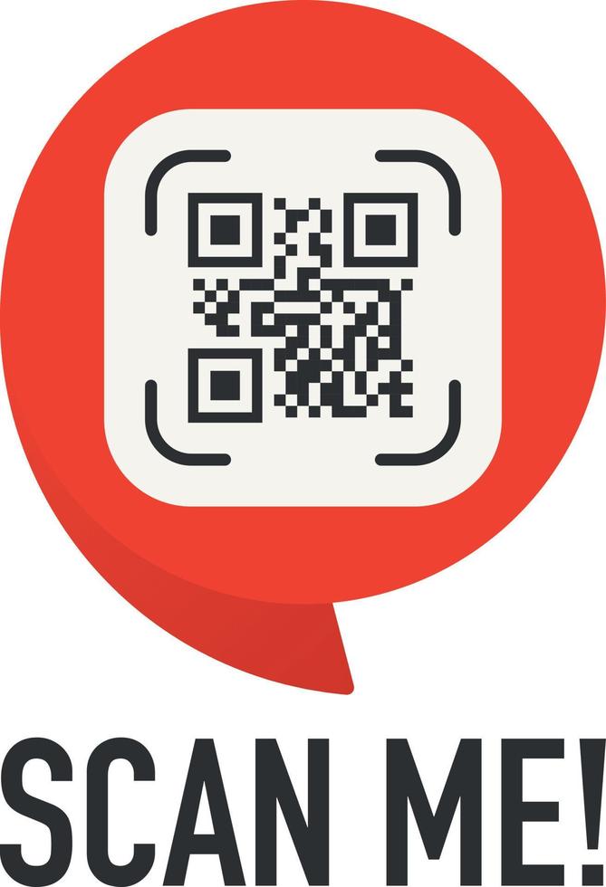 QR code scan me in speech bubble, scan me concept, icon. vector