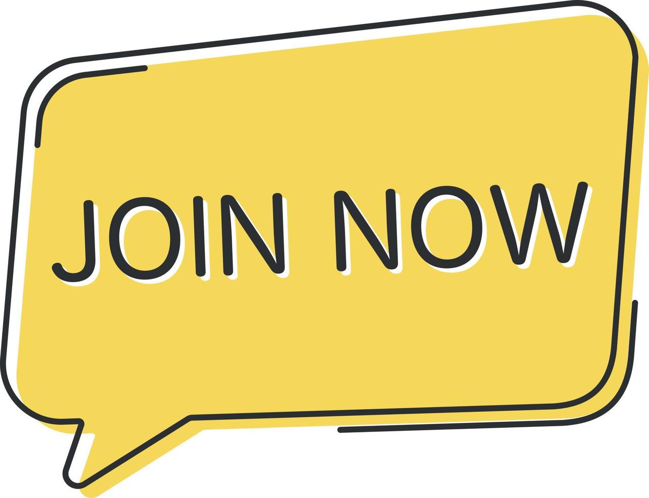 Join now comic speech bubble in pop art style. Comic speech. Dialog window. Yellow banner for sale. vector