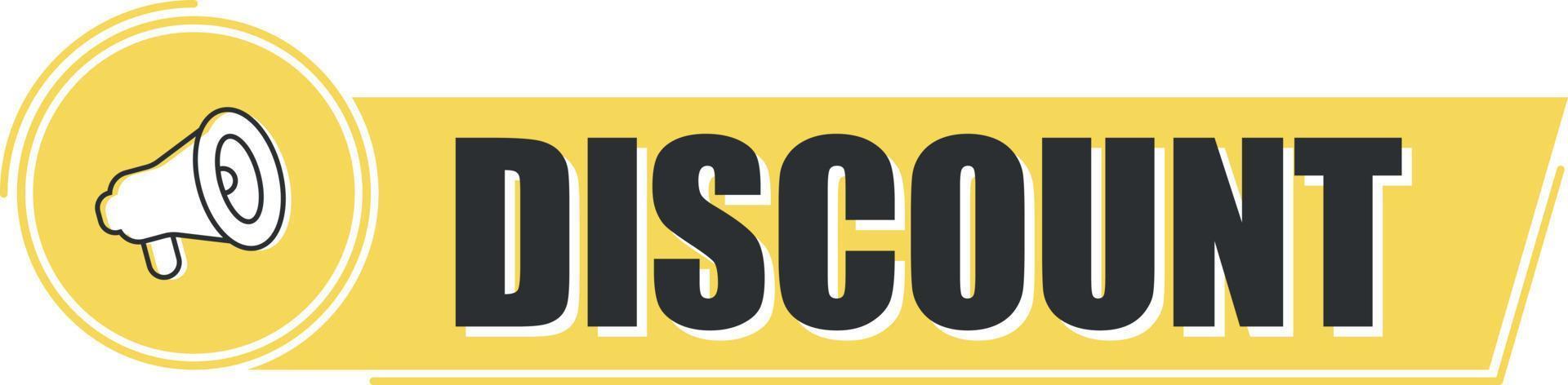 Megaphone with discount text on yellow background. Megaphone banner. Web design. vector
