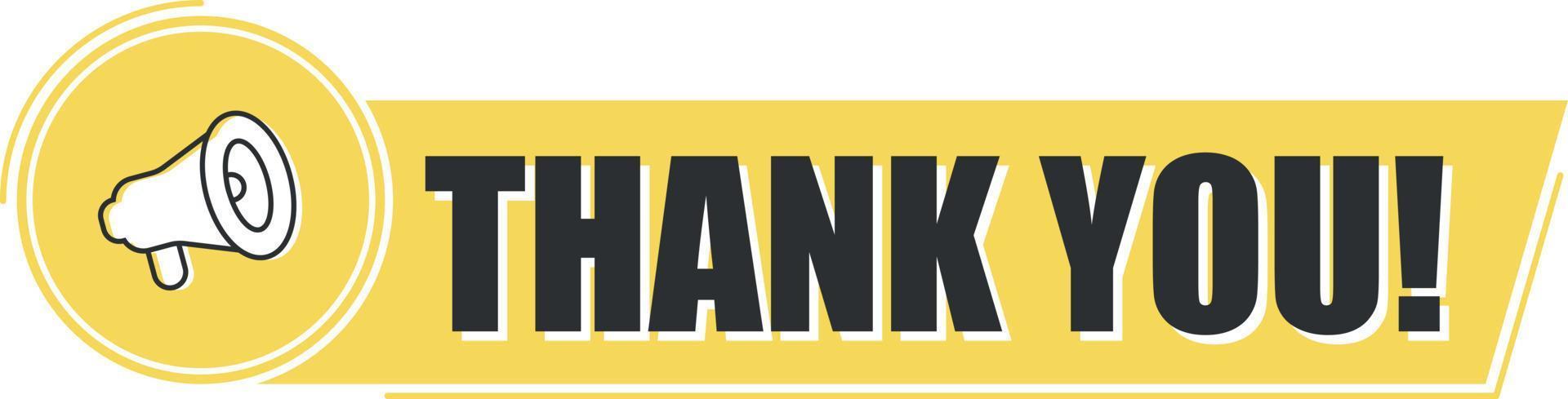 Megaphone thank you with on yellow background. Megaphone banner. Web design. vector