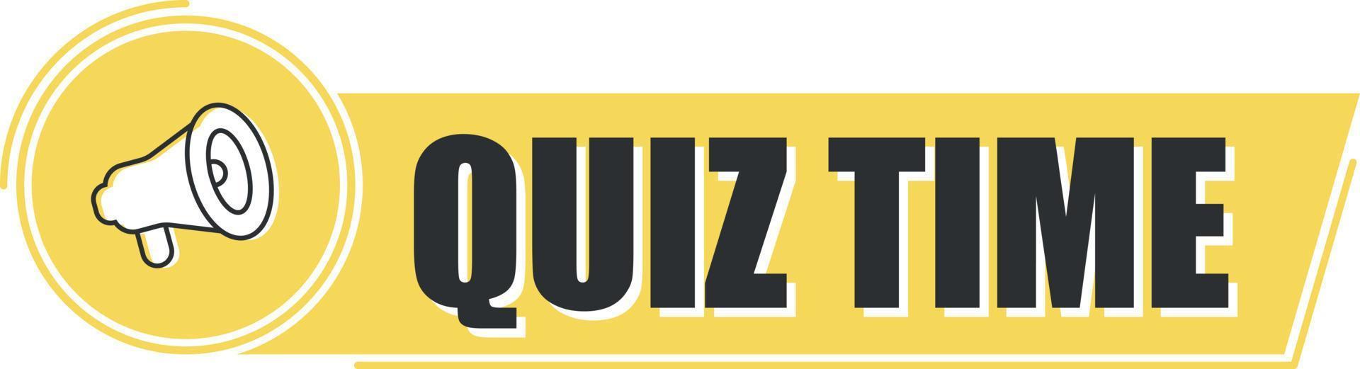 Megaphone with quiz time on yellow background. Megaphone banner. Web design. vector