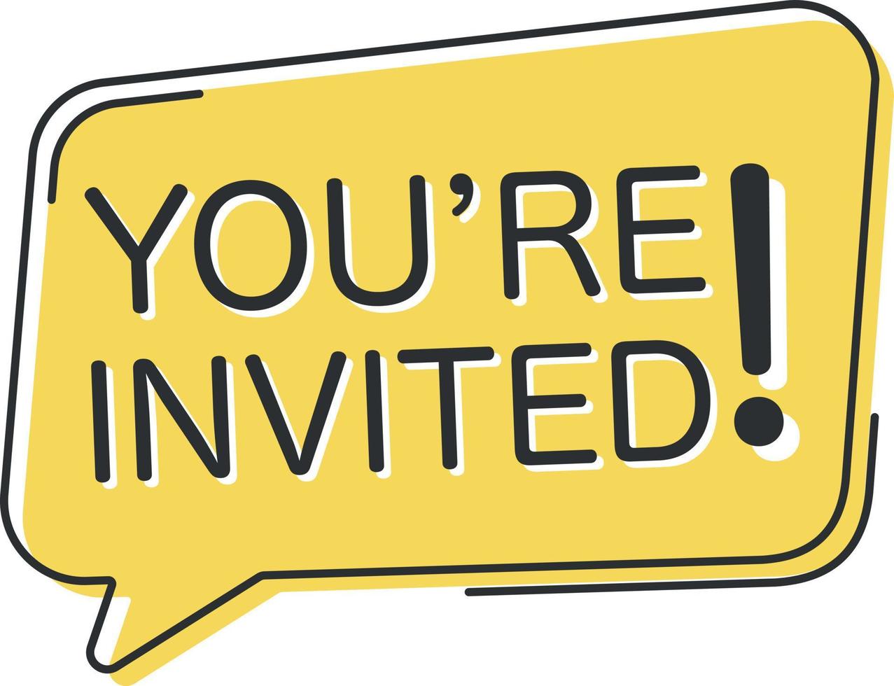 You're invited comic speech bubble in pop art style. Comic speech. Dialog window. Yellow banner for sale. vector