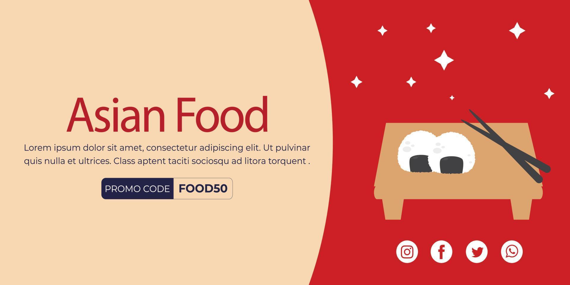 Ilustración de vector de fondo de comida asiática. cartel de comida asiática