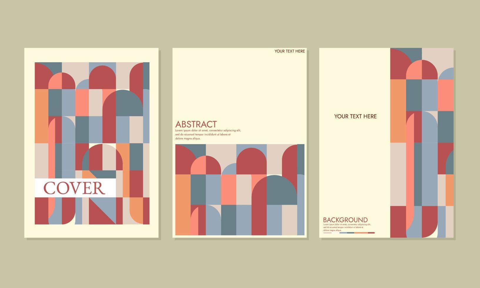 Set of Retro Geometric Covers. Abstract bauhaus Shape Competition. Vector cover illustration