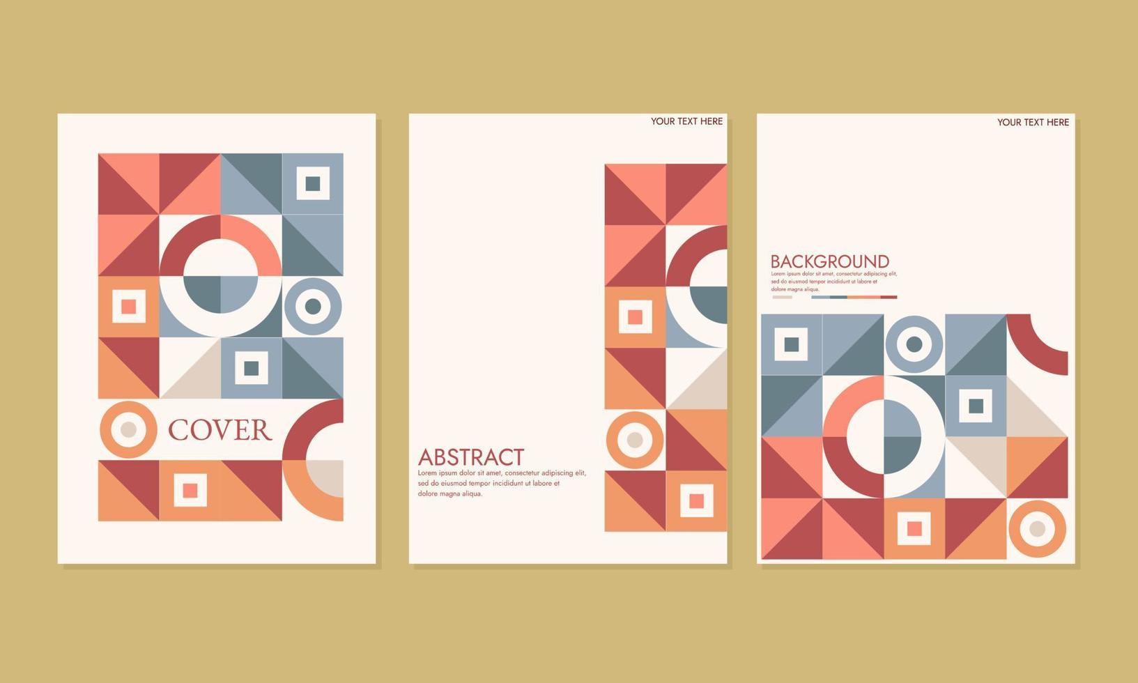 Set of Retro Geometric Covers. Abstract bauhaus Shape Competition. Vector cover illustration