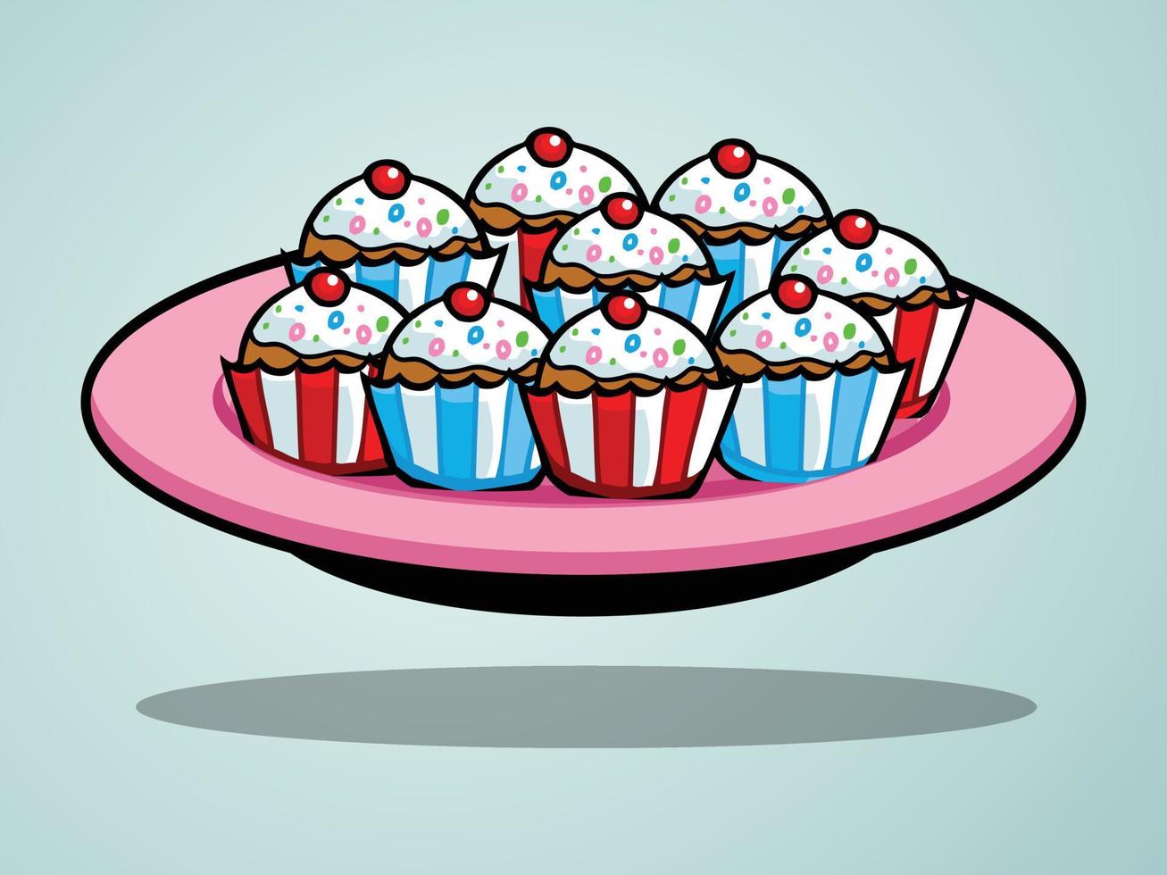 dulce cupcake vector pro conjunto