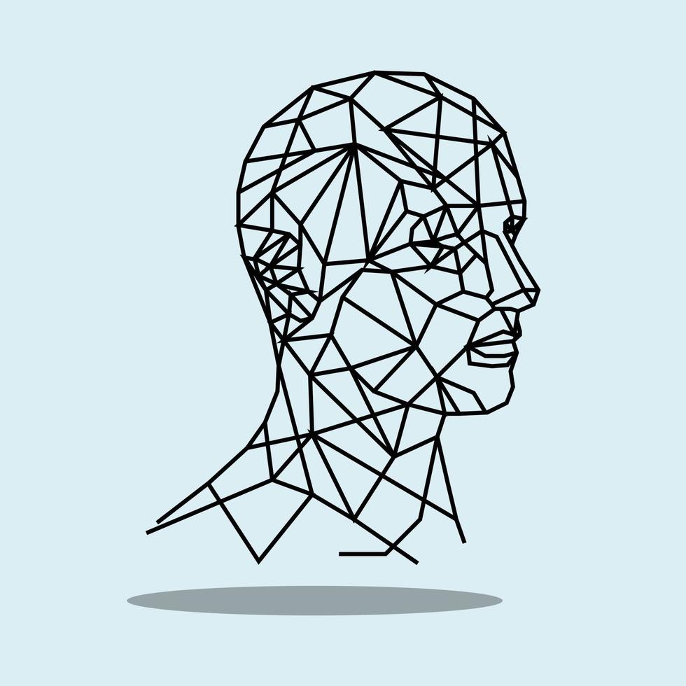 poly background illustration of a man's head outline drawing background vector