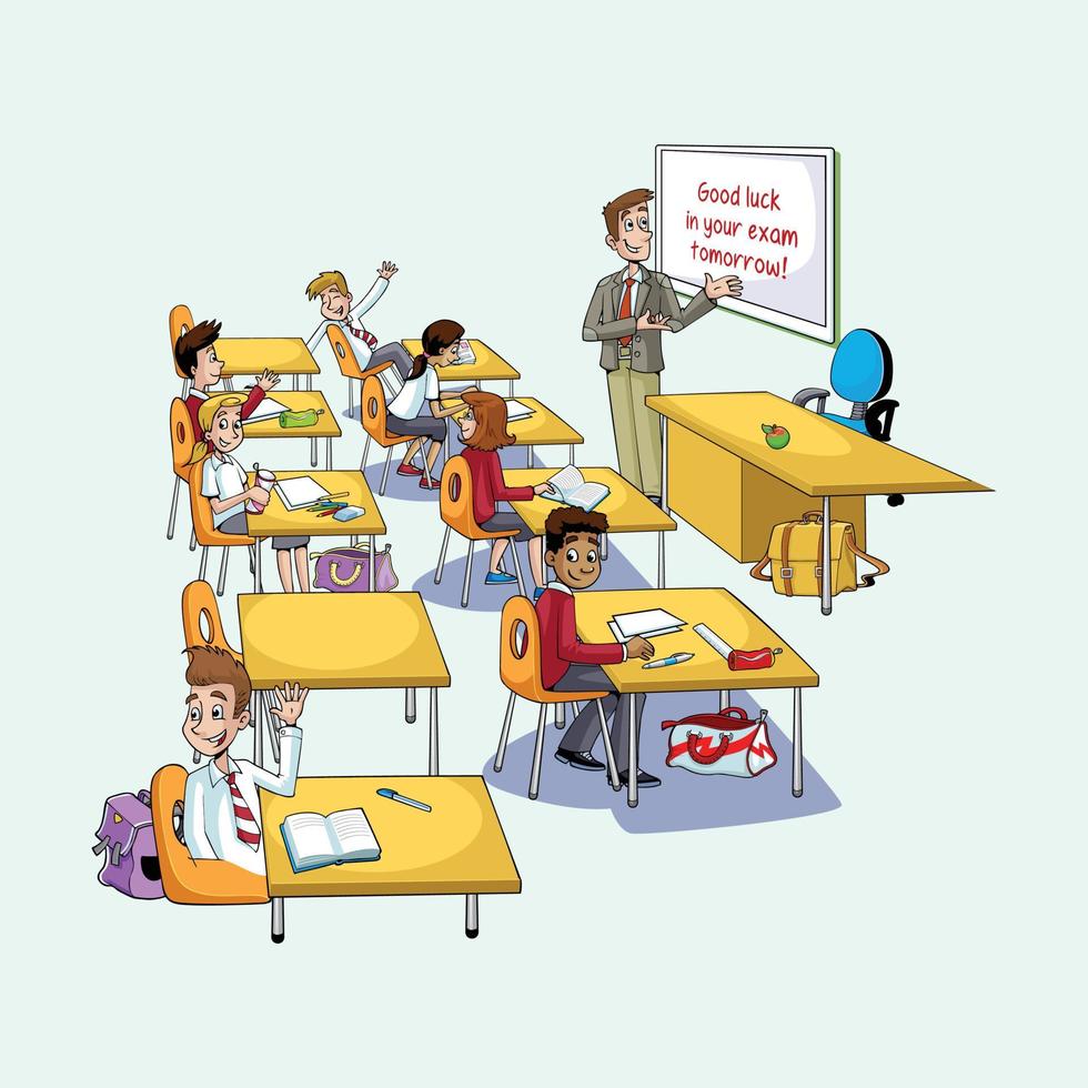 teacher teaching students in the classroom vector