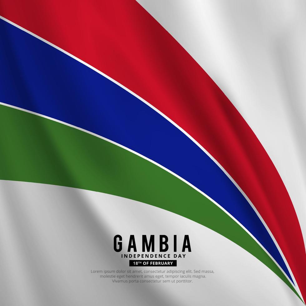 Elegant Gambia Independence day design background with wavy flag vector. vector