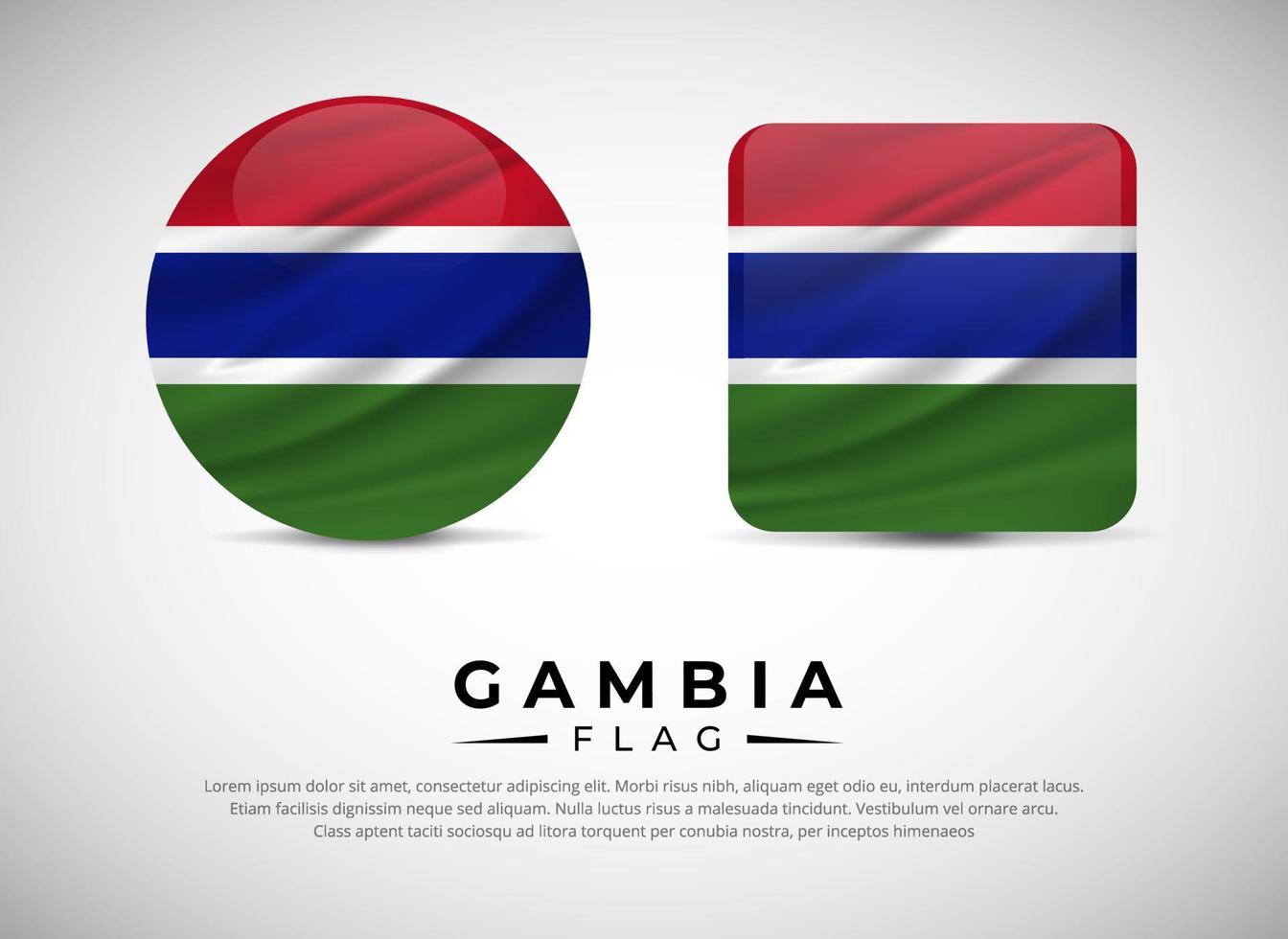 Collection of Gambia flag emblem icon. Gambia Republic flag symbol icon vector