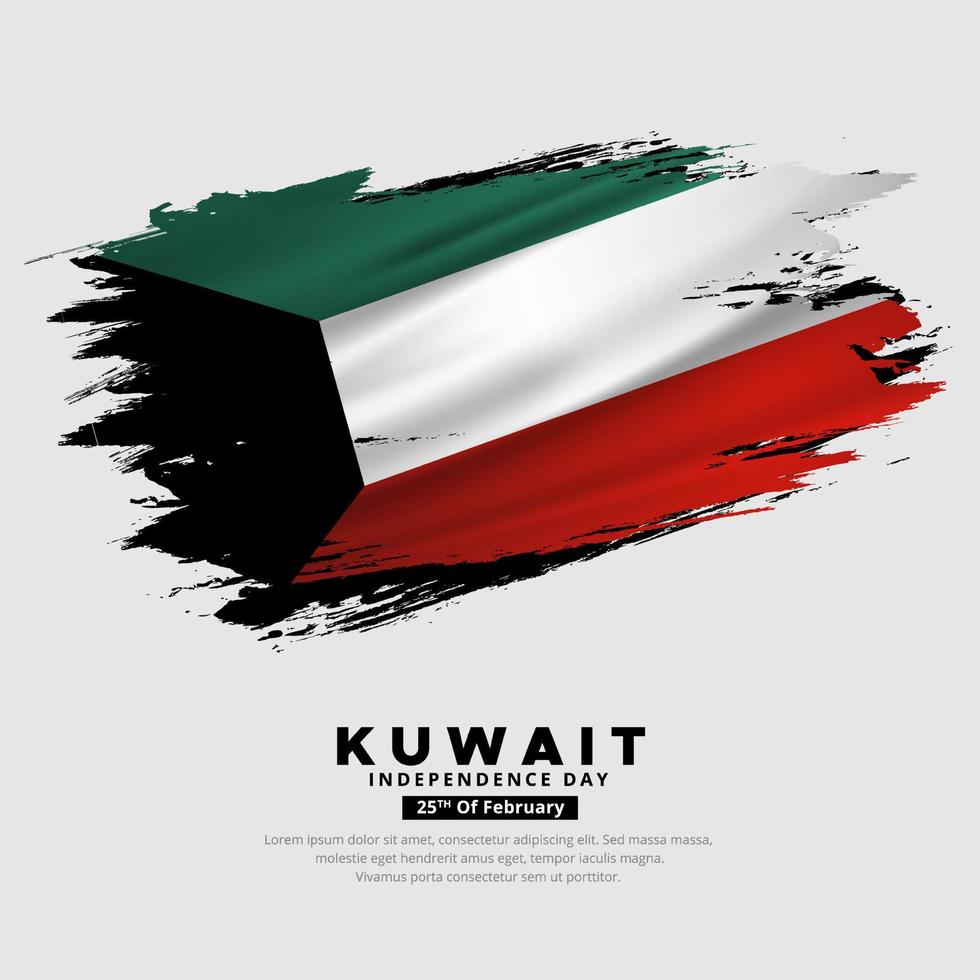 fondo de diseño del día de la independencia de kuwait con vector de bandera ondulada.